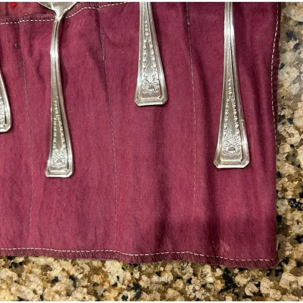 Vintage Set Of 6 Silver Plated Boullian Soup Spoons -Stored In fabric roll C26